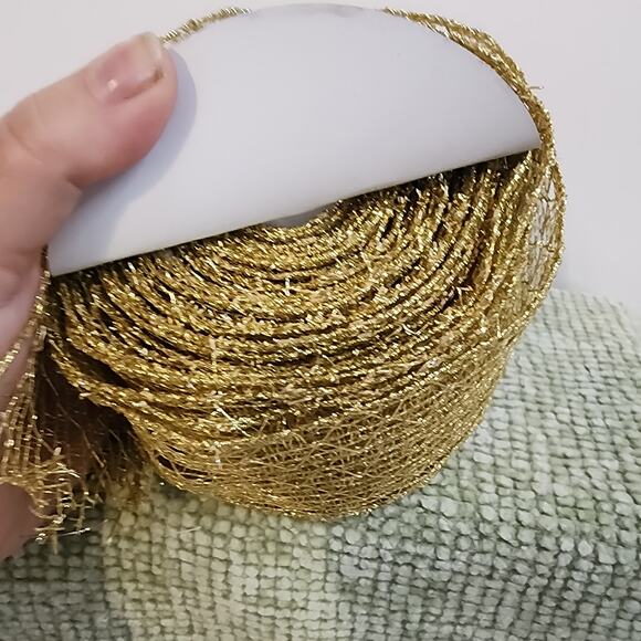 Lot of 2 Gold Metallic Mesh Ribbon Rolls 2.5"x10yd Each Holiday Craft Decor - Picture 2 of 5